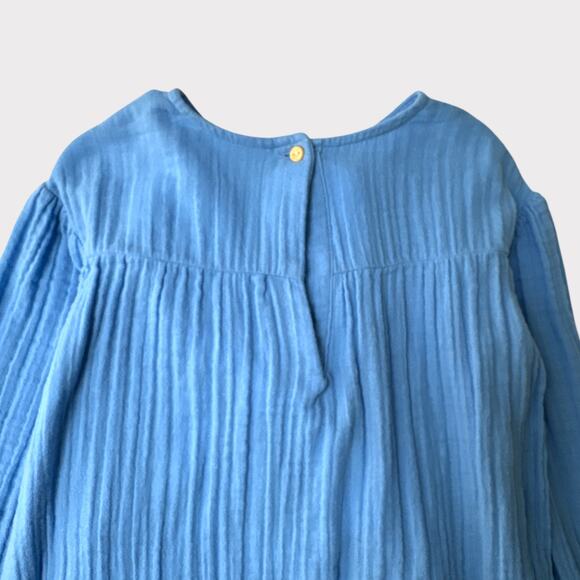 H&M Muslin Textured Dress Ruffled Front, Size 104/ 4T, Blue - Picture 4 of 8